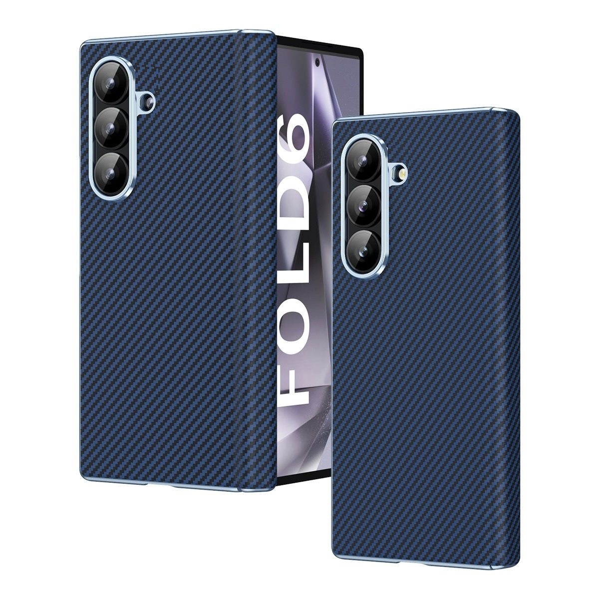 Samsung Galaxy Z Fold7 Carbon Case with Hinge Protection & inbuilt Front Glass - Blue