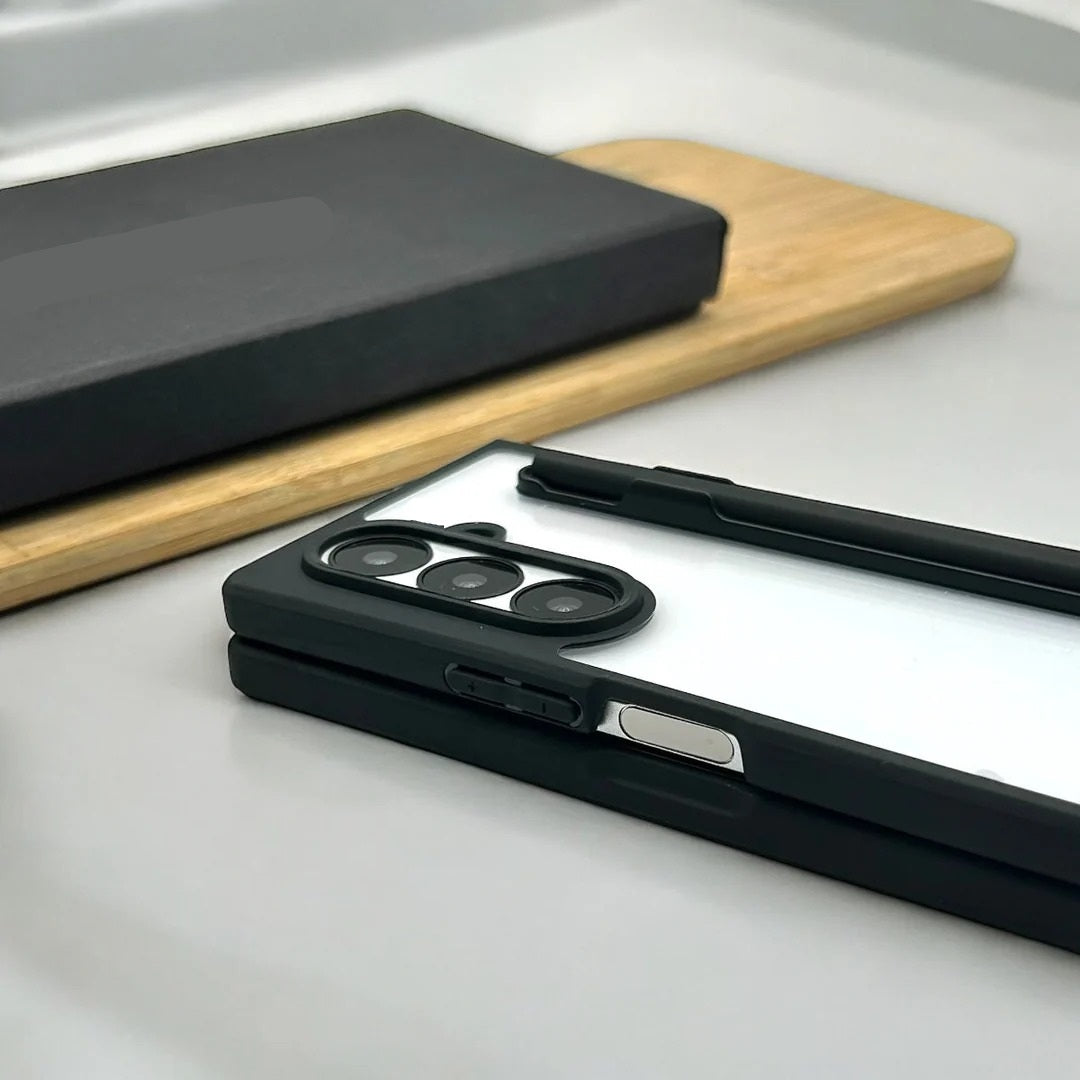 Samsung Galaxy Z Fold7 S-Pen Case, Anti-Yellowing Shockproof Hybrid Case with Hinge Protection - Black