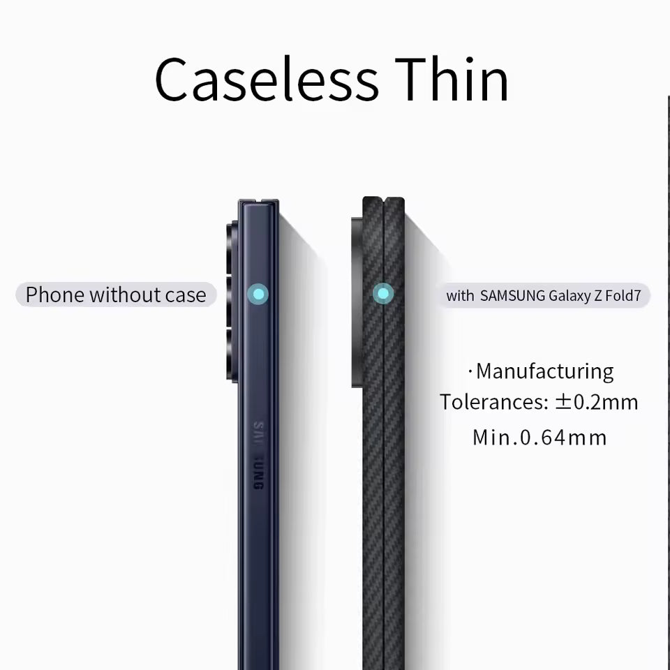 Samsung Galaxy Z Fold7 Slim Carbon Case, 0.6mm Thin Carbon Fiber Case with Magsafe, Hinge Protection & Front Glass - Blue