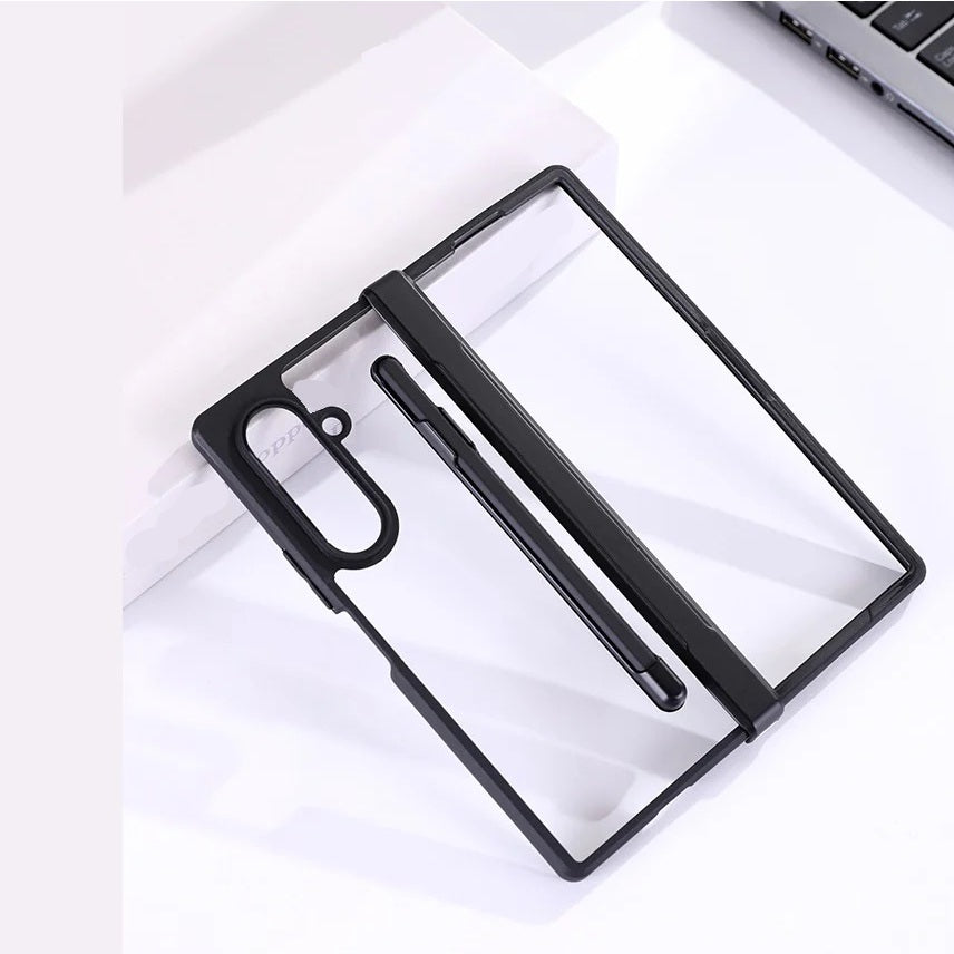 Samsung Galaxy Z Fold7 S-Pen Case, Anti-Yellowing Shockproof Hybrid Case with Hinge Protection - Black