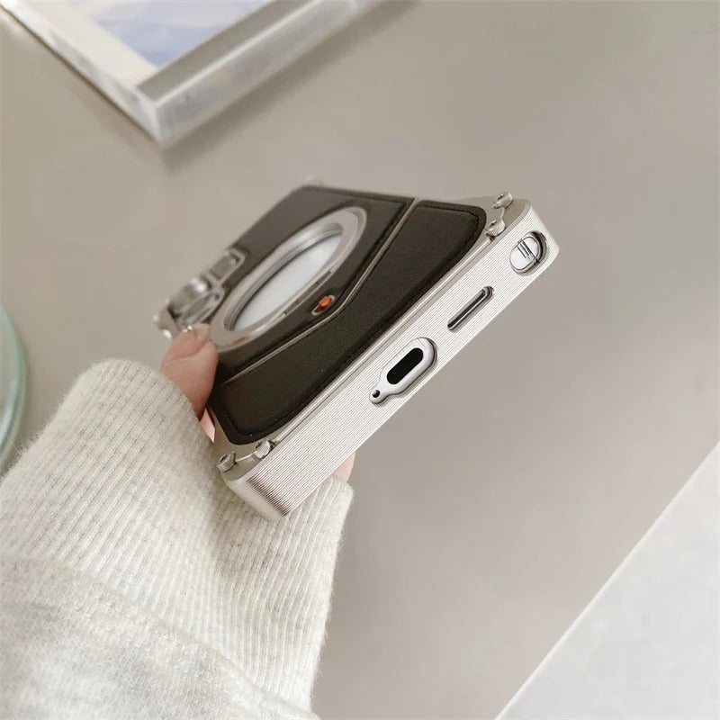 Samsung Galaxy S25 Ultra Metal Case, Frameless Leather Metal Cover Magsafe 360ยฐ Rotation Ring - Brown