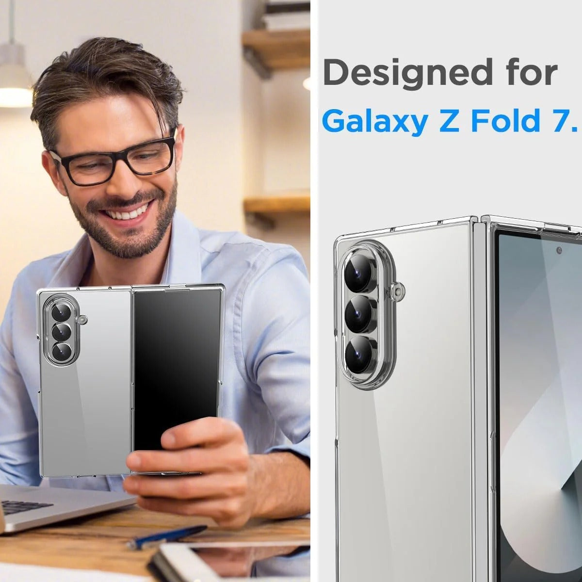 Samsung Galaxy Z Fold7 Cristal Clear Soft TPU Back Cover with Hinge Protection - Transparent