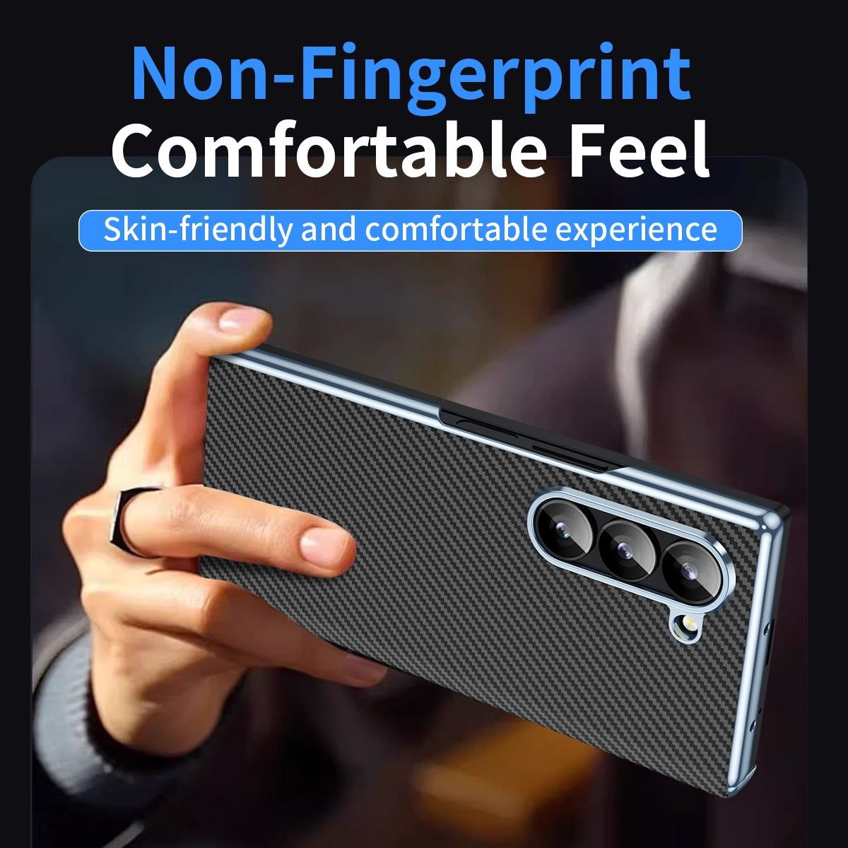 Samsung Galaxy Z Fold7 Carbon Case with Hinge Protection & inbuilt Front Glass - Black