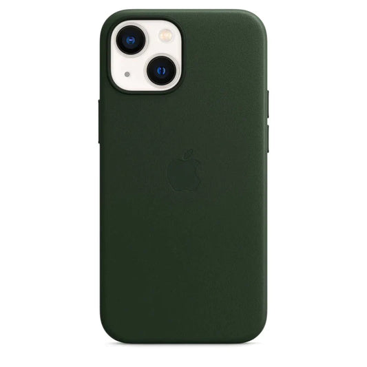 iPhone 15 Leather Case With Ic Working- Green