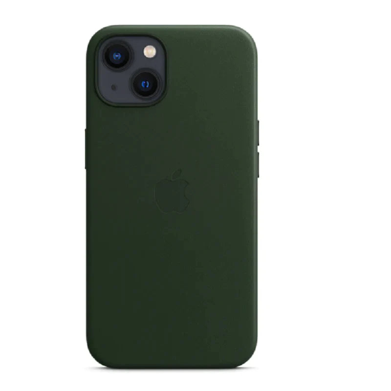 iPhone 15 Leather Case With Ic Working- Green