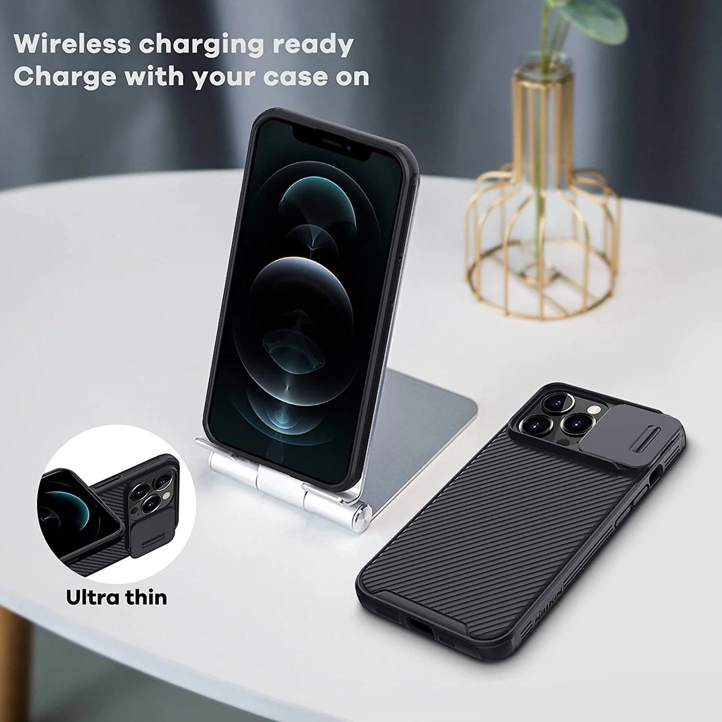 iPhone 14 Nilkin CamShield Pro Camera Open Close All Side Protection Case- Black