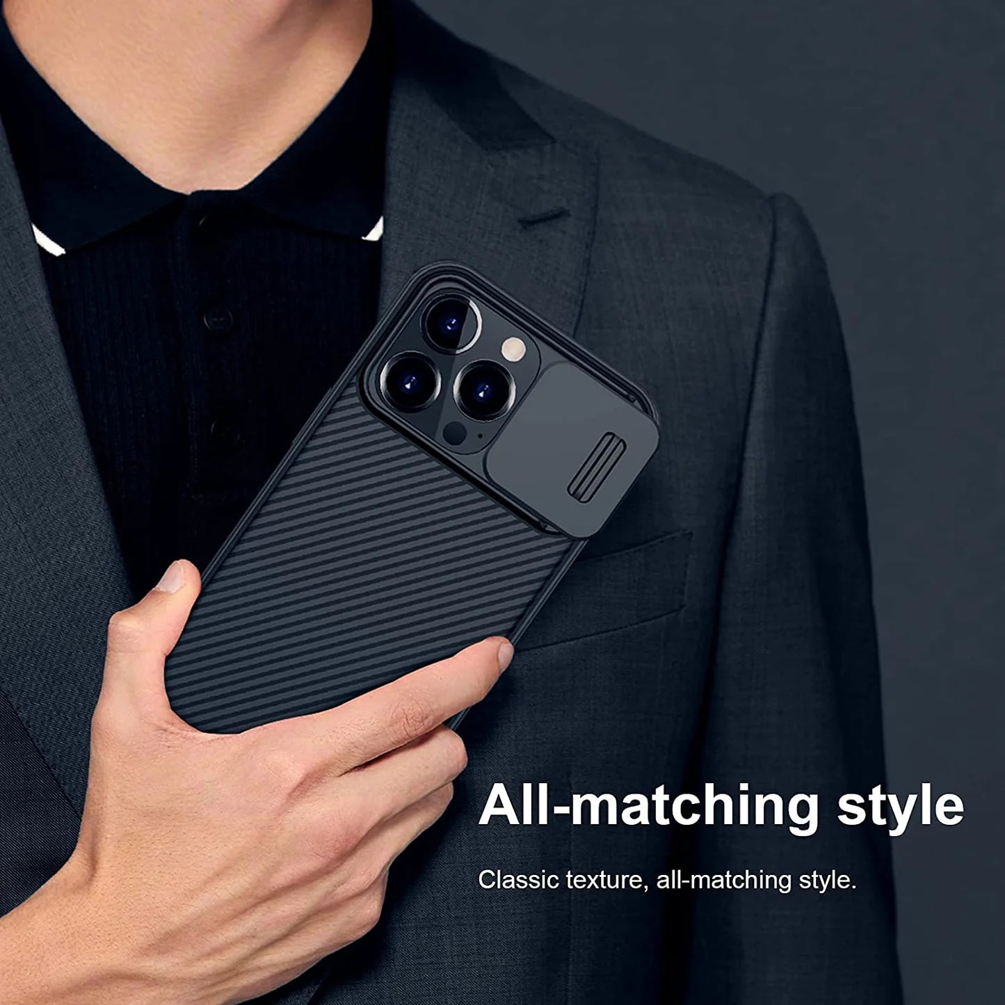 iPhone 14 Nilkin CamShield Pro Camera Open Close All Side Protection Case- Black