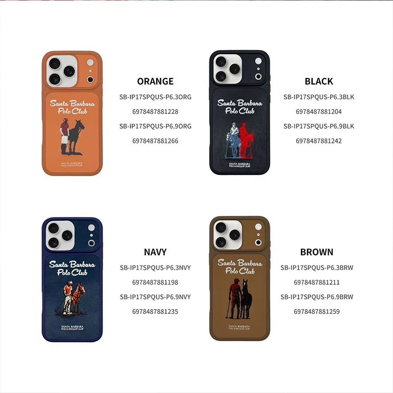 iPhone 17 Pro Max Genuine Leather Original Santa Barbara Polo Club Questa Series Case with Magsafe - Orange