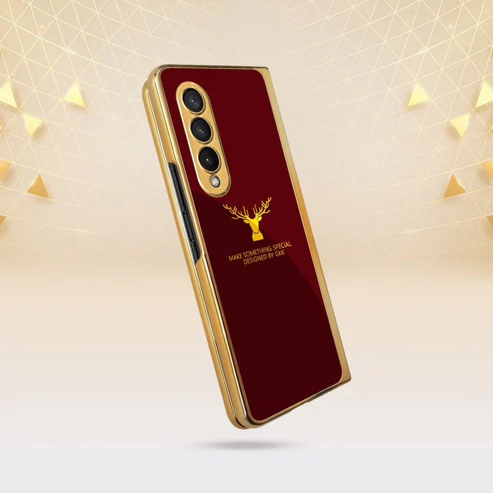 Samsung Galaxy Z Fold 4  Deer Pattern Glass Case-Wine