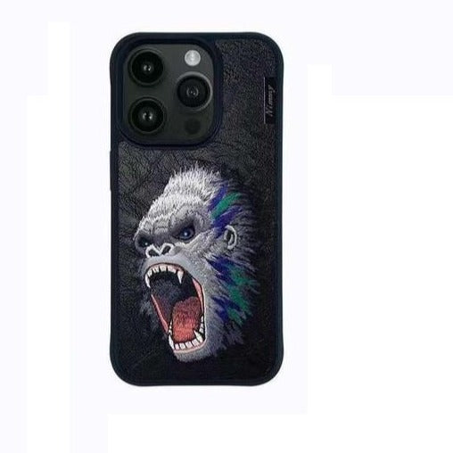 iPhone 15 Pro Max Nimmy 3D Embroided Leather King Kong Back Case