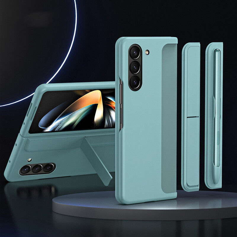 Samsung Galaxy Z Fold 5 Shockproof S Pen Stand Cover-Light Blue