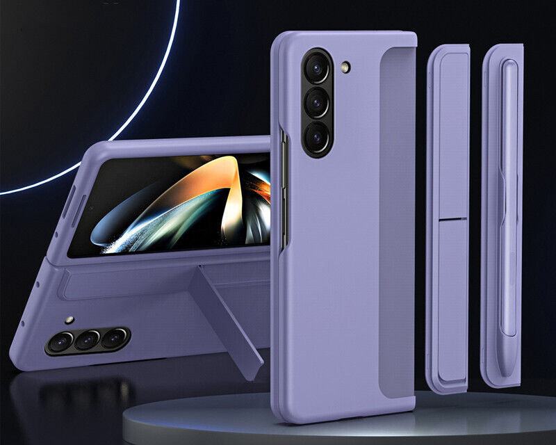 Samsung Galaxy Z Fold 5 Shockproof S Pen Stand Cover-Light Purple