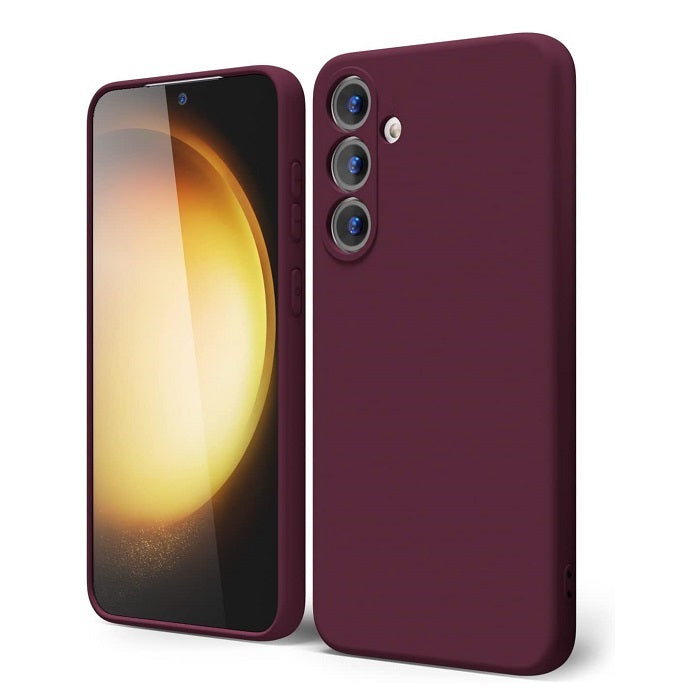 Samsung Galaxy S24 Liquid Silicon Case With Logo- Maroon