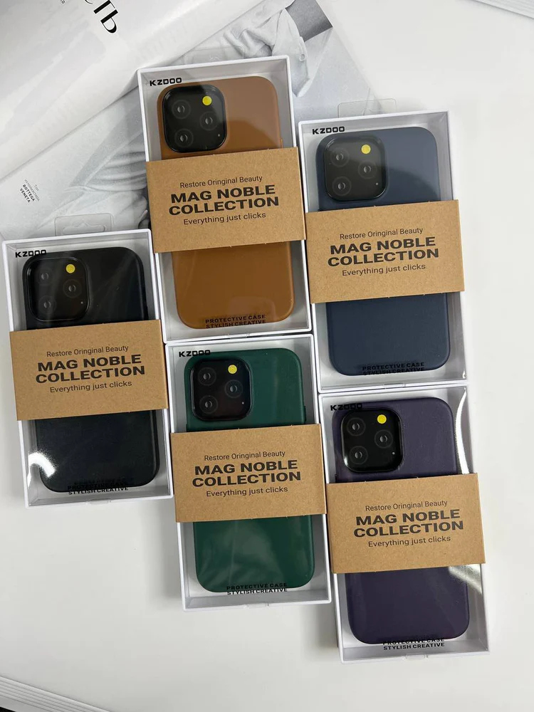iPhone 14 Pro Kzdoo Noble Collection Classic Series Genuine Leather Case - Blue