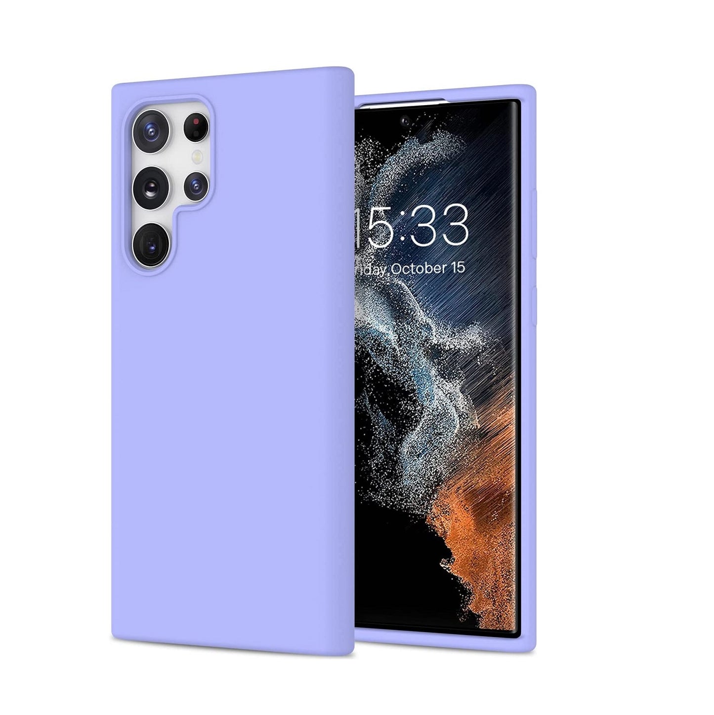 Samsung Galaxy S23 Ultra Silicon Case Liquid Silicon Inner Fabric with Logo-Light Purple