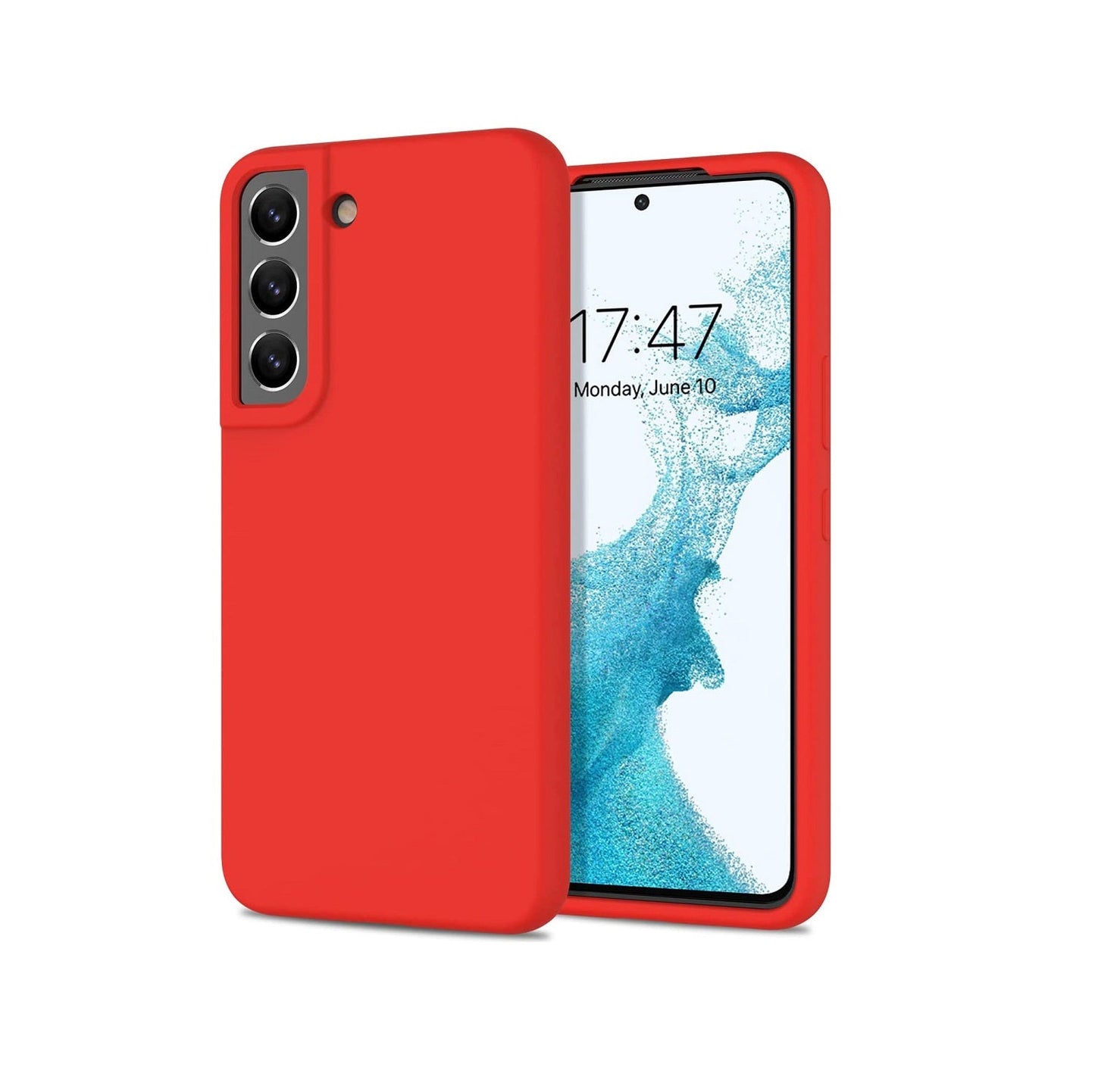 Samsung Galaxy S23 Silicon Case Liquid Silicon Inner Fabric with Logo-Red