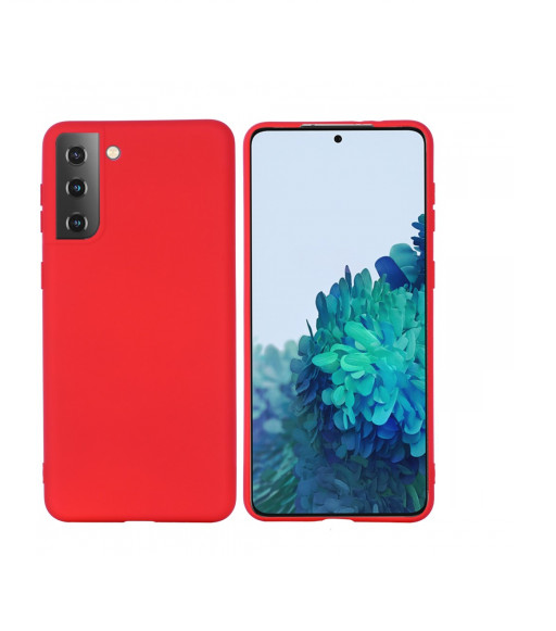 Samsung Galaxy S22 Silicon Case Liquid Silicon Inner Fabric with Logo-Red