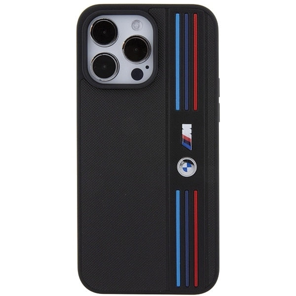 iPhone 15 Pro Max BMW Case, Sports Car BMW M Performance Logo Tricolor Line Back cover - Black (Copy)