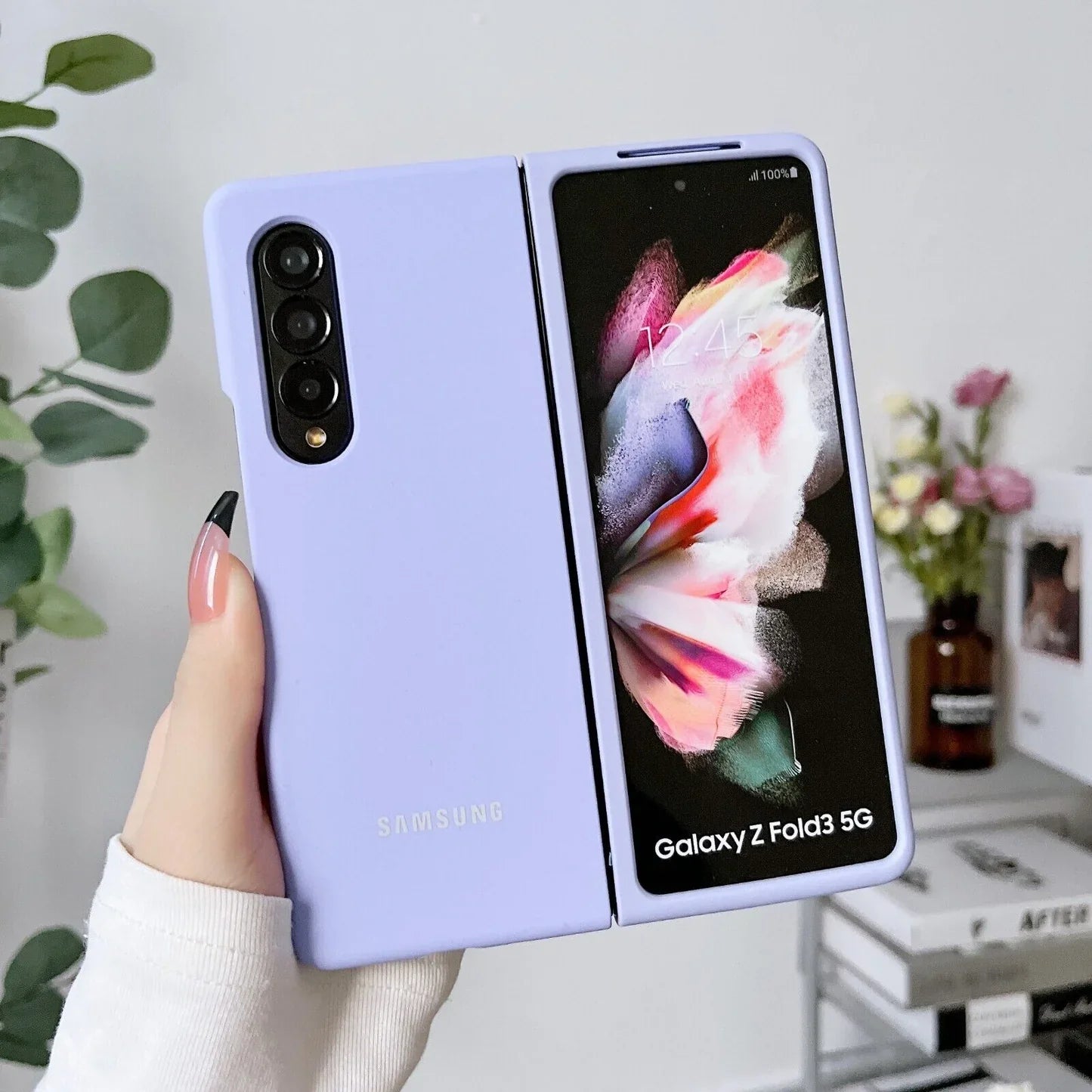 Samsung Galaxy Z Fold 3 Silicon Case Liquid Silicon Inner Fabric with Logo