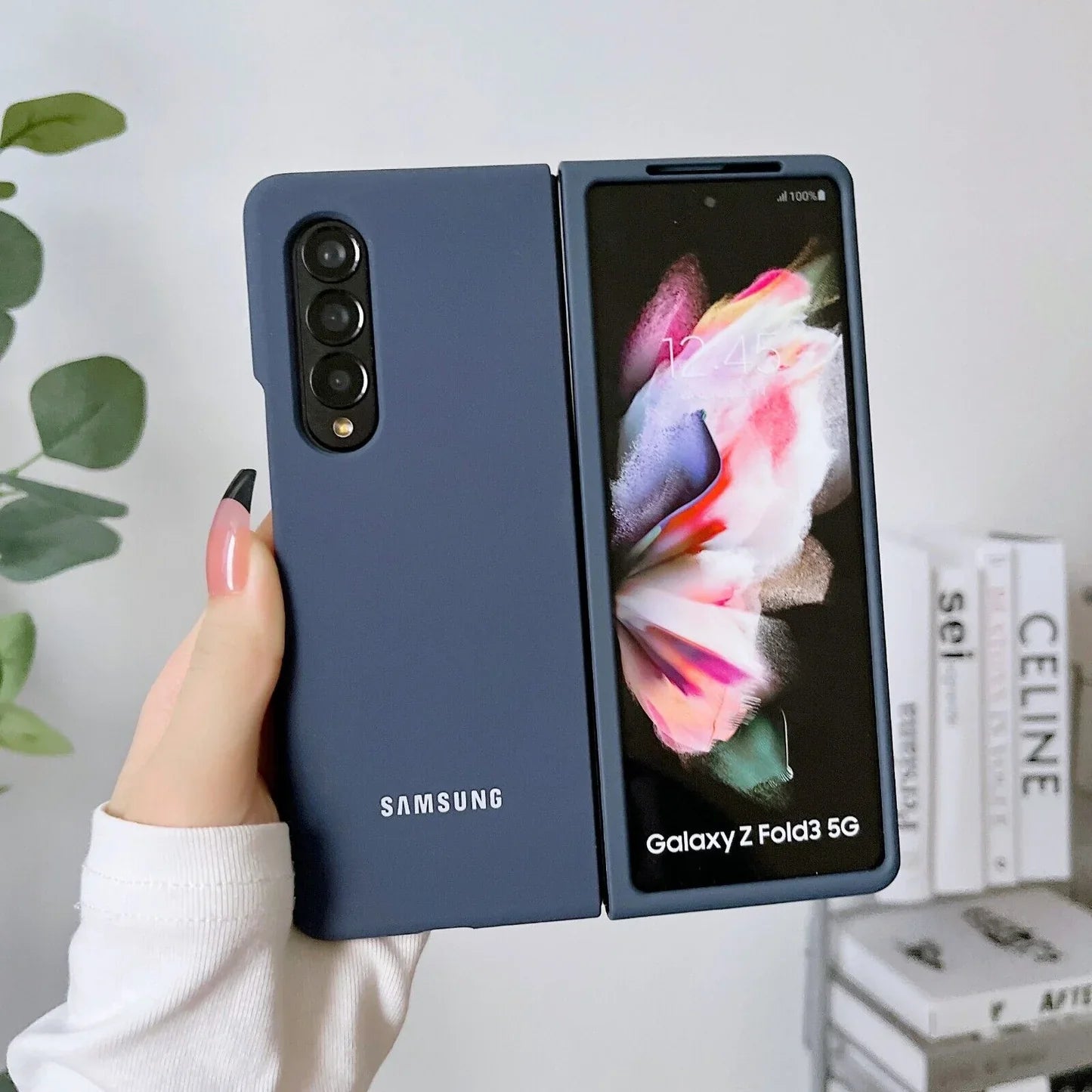 Samsung Galaxy Z Fold 3 Silicon Case Liquid Silicon Inner Fabric with Logo