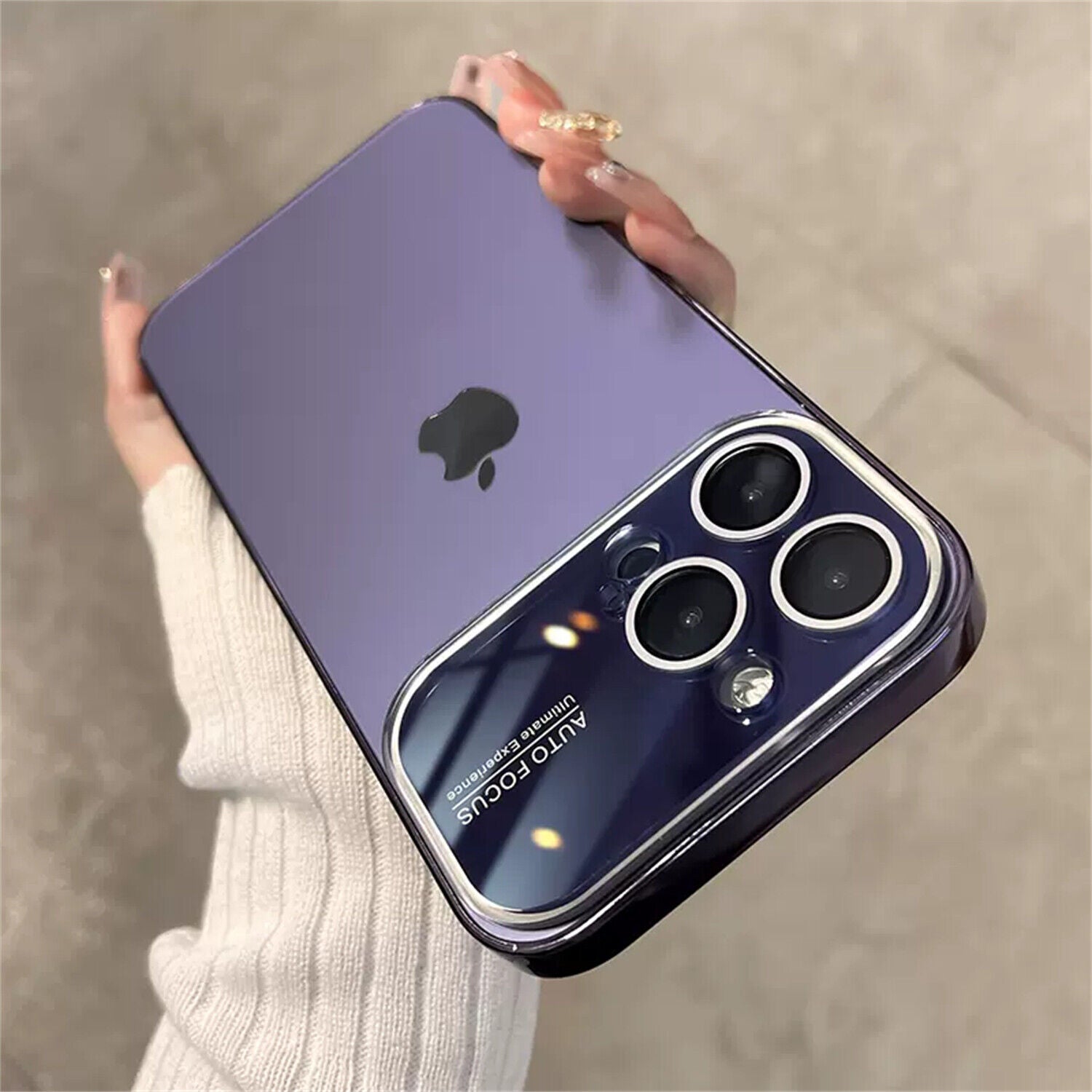 iPhone 11 Full Lens Glass Case With Logo- Purple