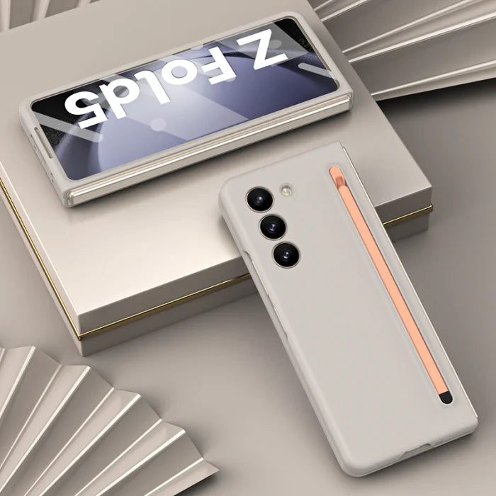 Samsung Galaxy Z Fold 3 Slim S-Pen Case With Front Glass- Light Grey