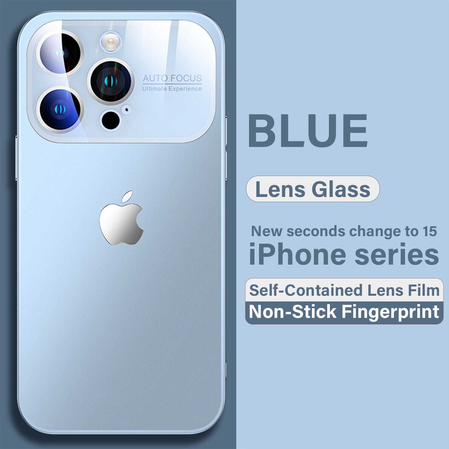 iPhone 12  Full Lens Glass Case With Logo- Sierra Blue