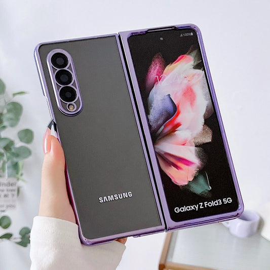 Samsung Galaxy Z Fold 3 Electroplated Transparent Camera Protection Case- Purple