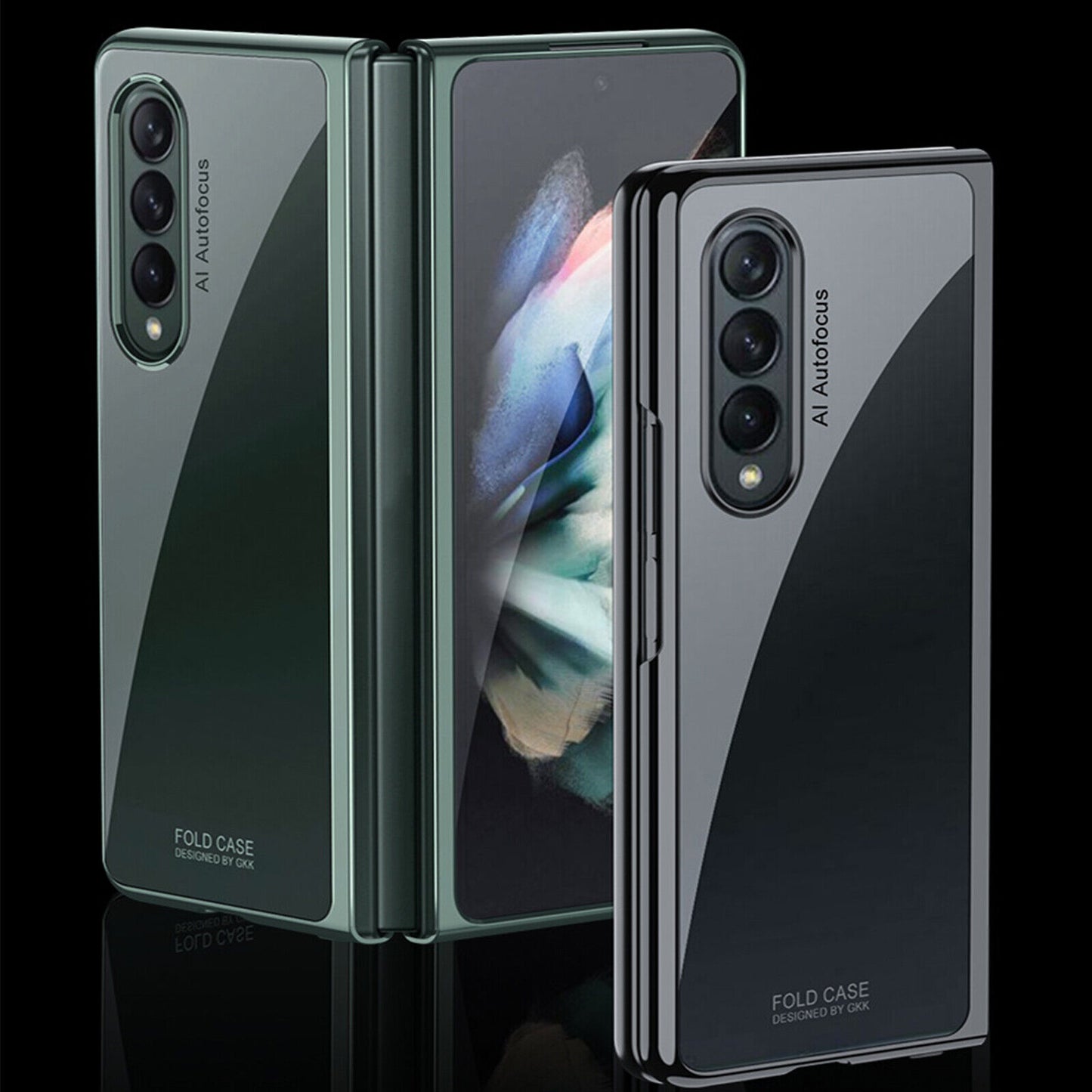 Samsung Galaxy Z Fold 4 Electroplated Frame Transparent Back Cover-Green