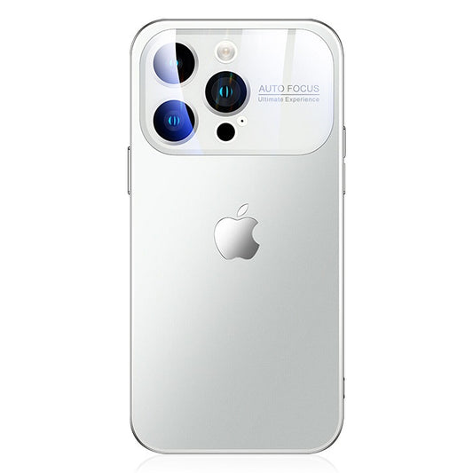 iPhone 14 Full Lens Glass Case With Logo- White