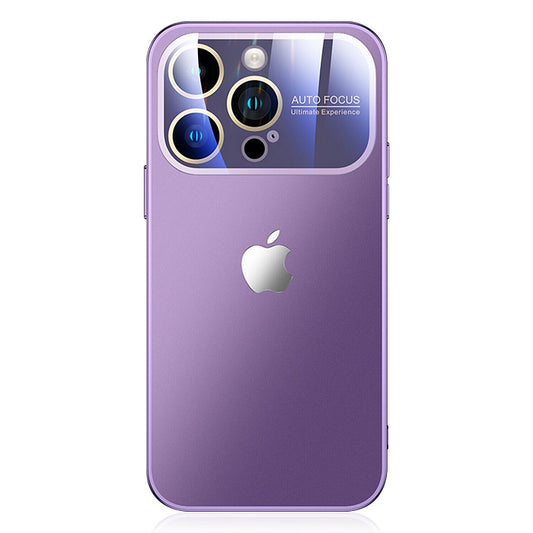 iPhone 14 Full Lens Glass Case With Logo- Purple