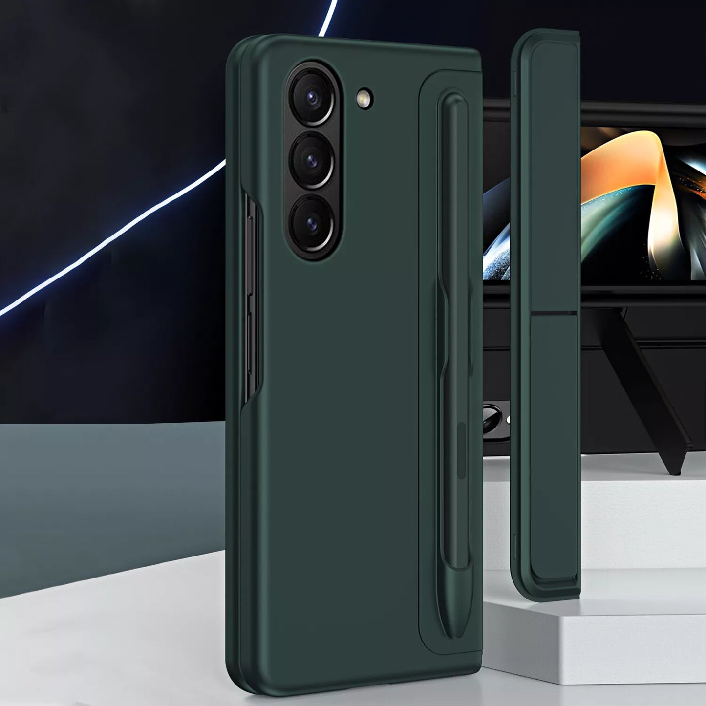 Samsung Galaxy Z Fold 6 Hard PC Matte Finish Removable S-Pen Slot & Kickstand Case - Green