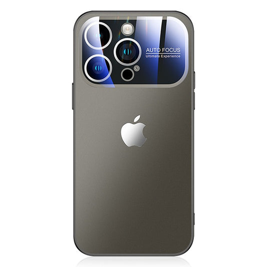 iPhone 12  Full Lens Glass Case With Logo- Grey