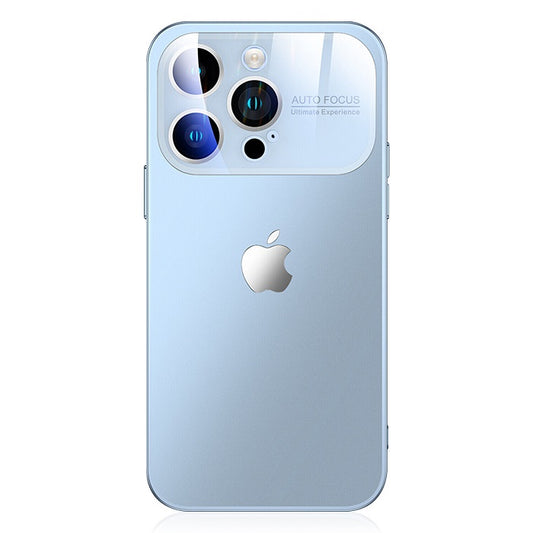 iPhone 15 Full Lens Glass Case With Logo- Sierra Blue