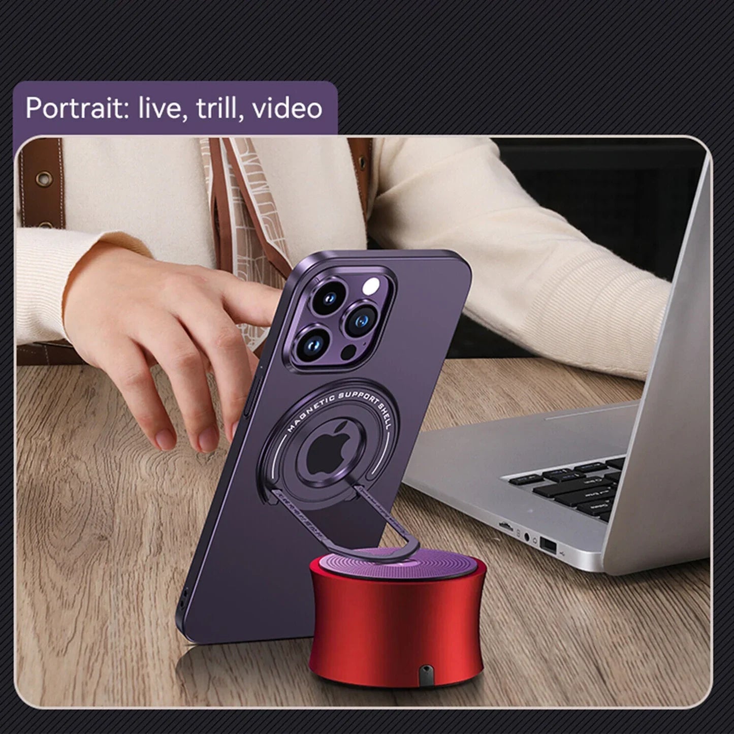 iPhone 14 Pro Magnetic Metal Stand Shockproof Case