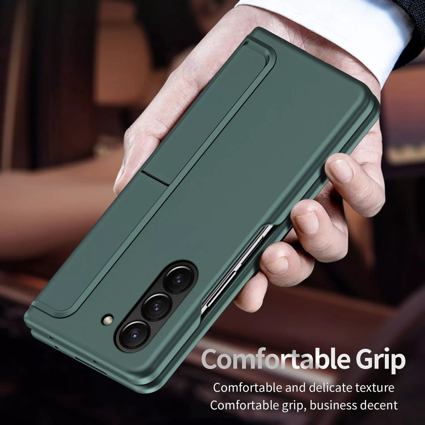 Samsung Galaxy Z Fold 6 Hard PC Matte Finish Removable S-Pen Slot & Kickstand Case - Green