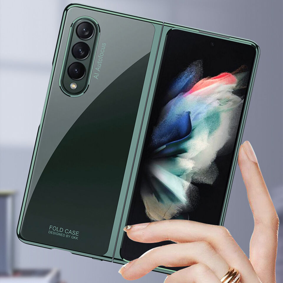 Samsung Galaxy Z Fold 3 Electroplated Frame Transparent Back Cover-Green