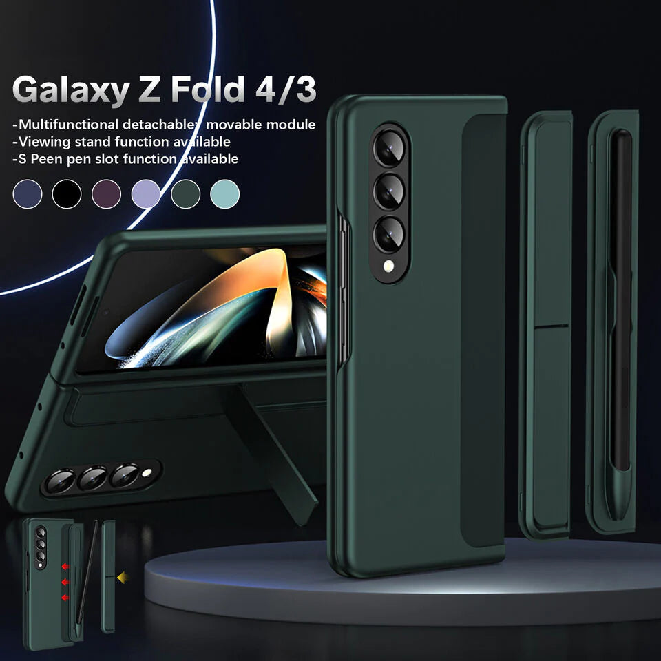 Samsung Galaxy Z Fold 4 Shockproof S Pen Stand Cover-Green