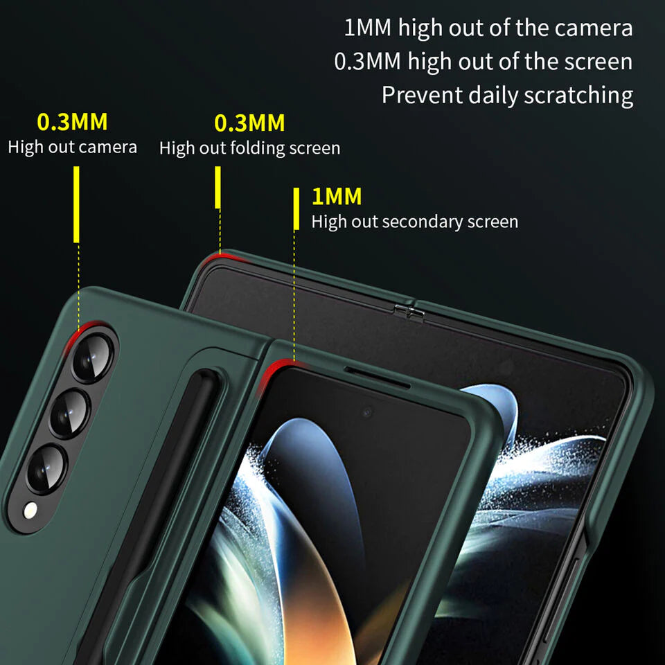 Samsung Galaxy Z Fold 4 Shockproof S Pen Stand Cover-Green