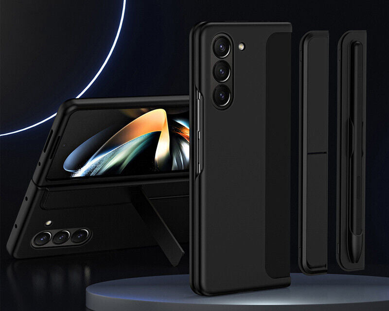 Samsung Galaxy Z Fold 5 Shockproof S Pen Stand Cover-Black