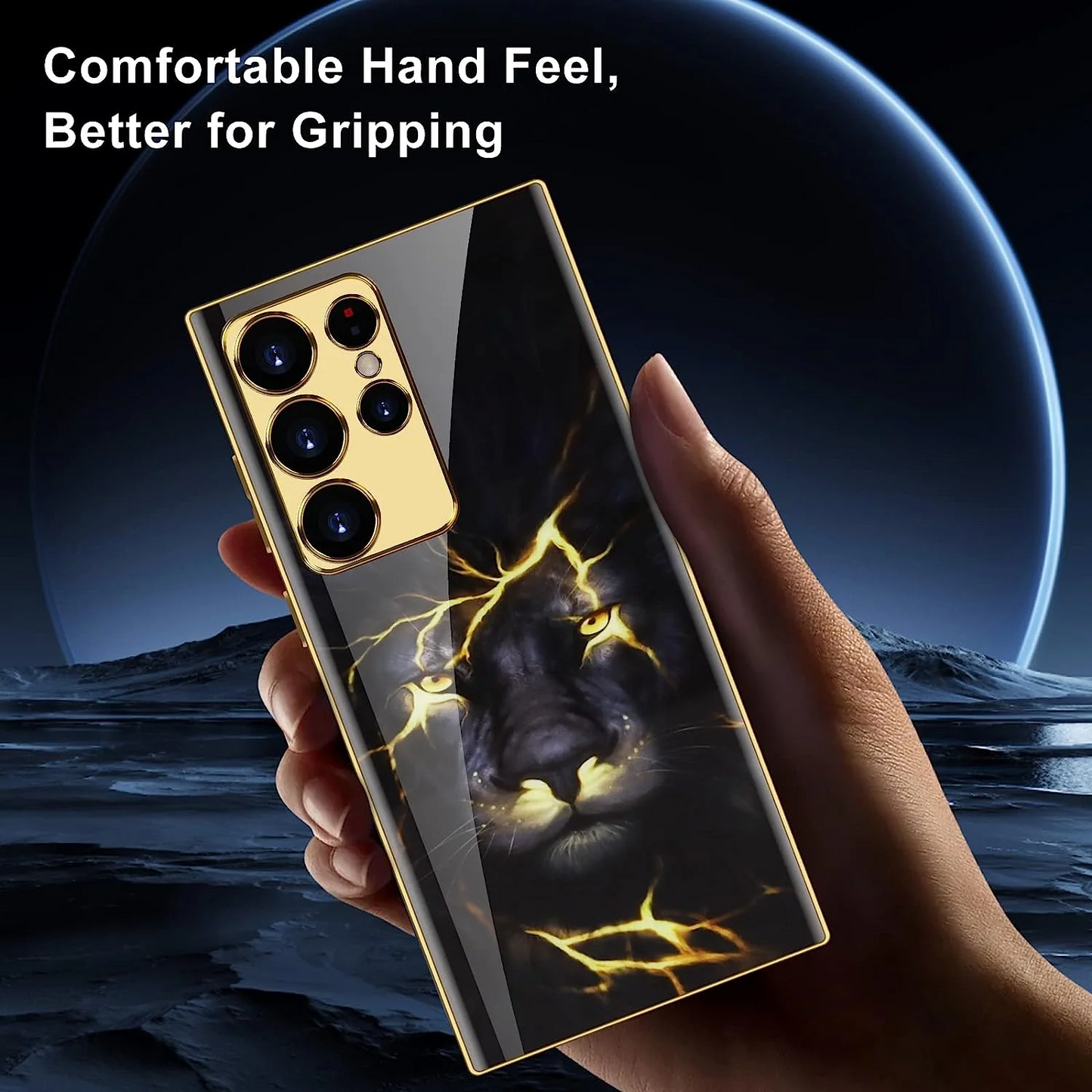 Samsung Galaxy S23 Ultra Lion Print Original Glass Case with Camera Protection
