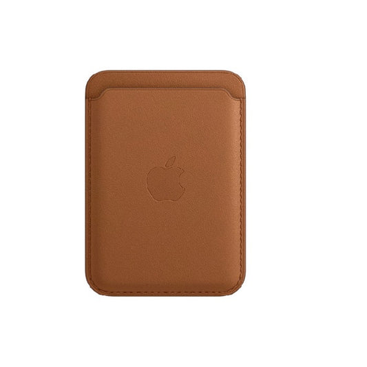 iPhone 15 Faux Leather Wallet Magsafe With Logo - Saddle Brown