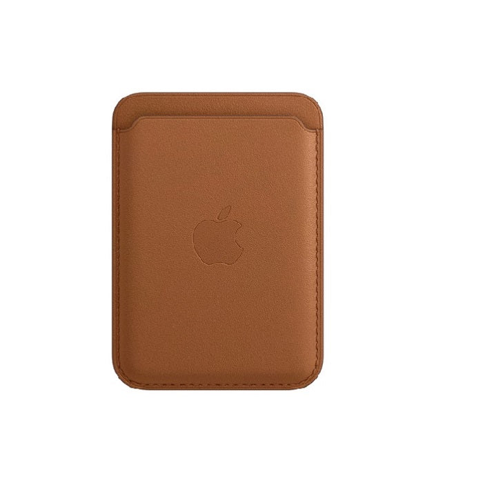 iPhone 15 Plus Faux Leather Wallet Magsafe With Logo- Saddle Brown