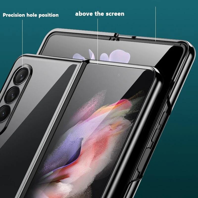 Samsung Galaxy Z Fold 4 Electroplated Frame Transparent Back Cover-Black