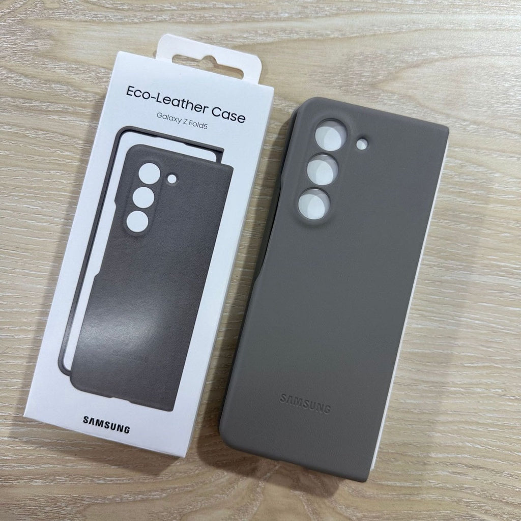 Samsung Galaxy Z Fold 5 Leather Case, Eco Slim Fit Leather Back Cover - Grey