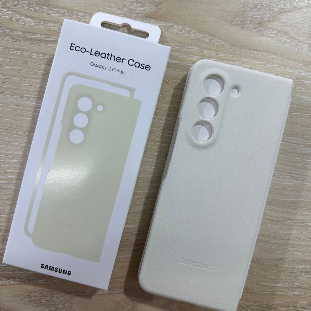 Samsung Galaxy Z Fold5 Leather Case, Eco Slim Fit Leather Back Cover - Off White