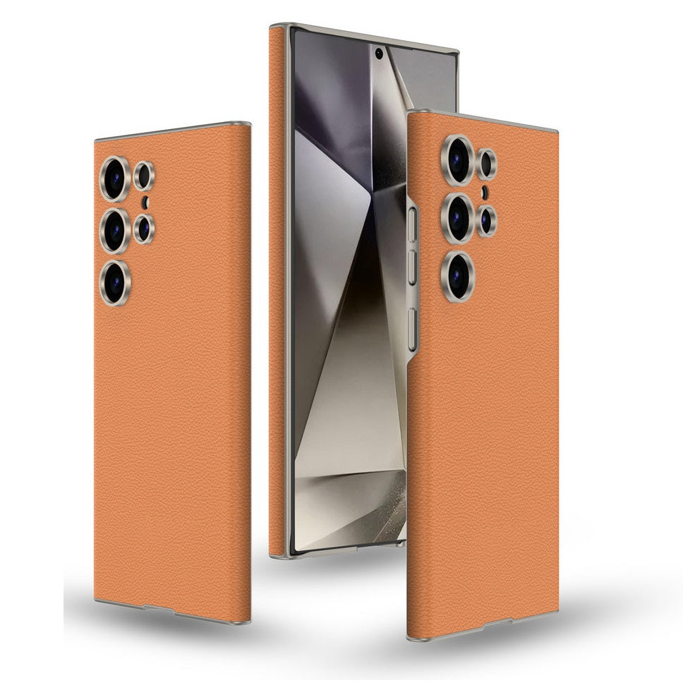 Samsung Galaxy S23 Ultra Super Slim GKK Leather Case With Camera Protection - Orange