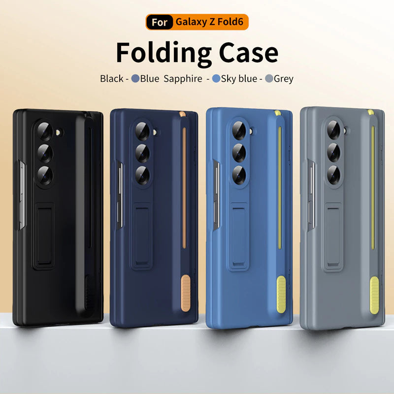 Samsung Galaxy Z Fold6 Silicon S Pen Case, Premium Matte Finish Case with Stand & Hinge Protection - Blue