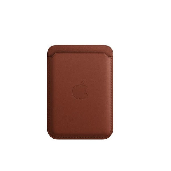 iPhone Faux Leather Wallet Magsafe With Logo - Umber Brown