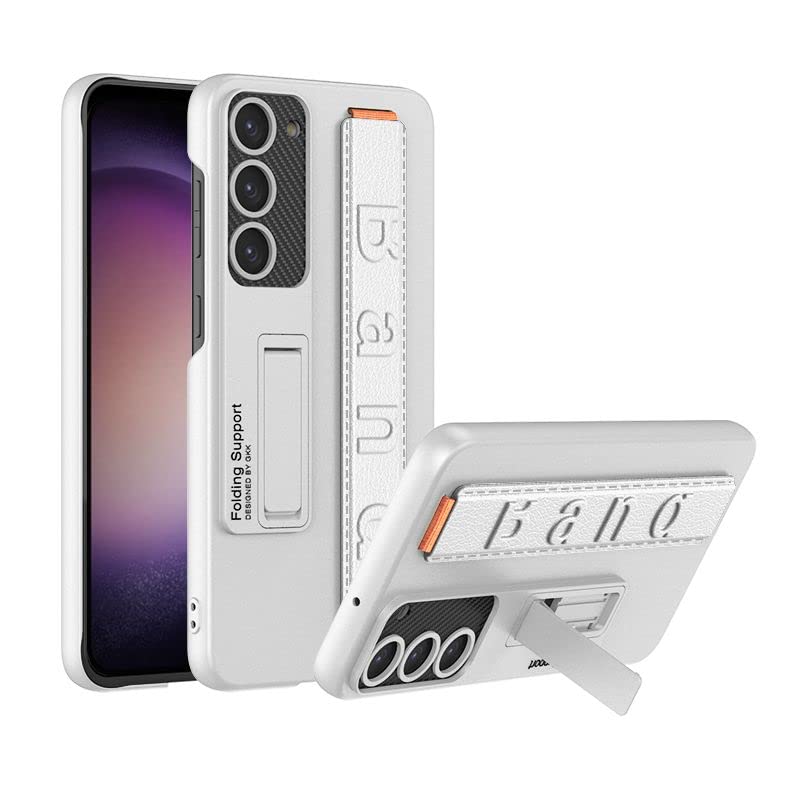 Samsung Galaxy S24 Plus Slim Hard PC with Wrist Strap Lightweight Camera Protection Band Case - White